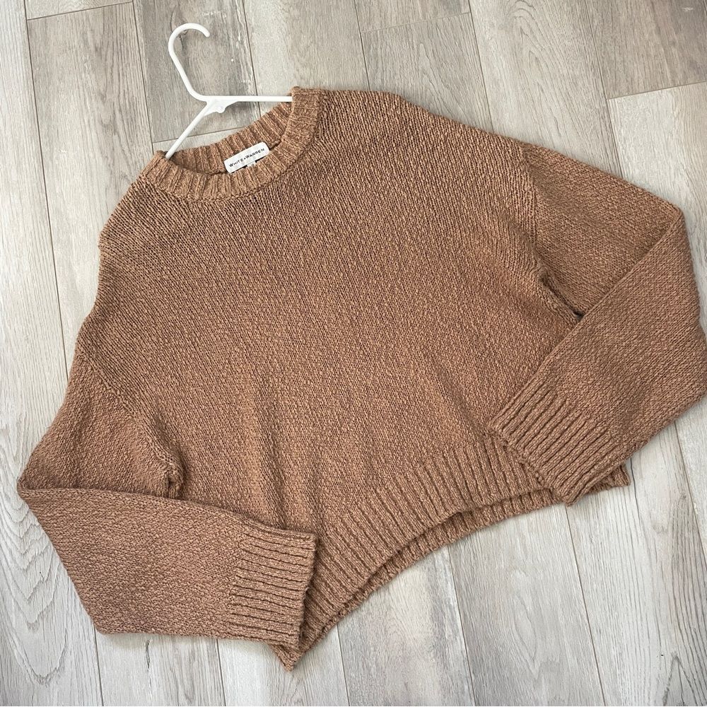 White + Warren Sweater cotton slub easy crewneck womens Brown (small) minimalist - Picture 8 of 8